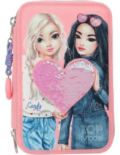 TOPModel Trousse 3 Compartiments Coeur Avec Paillettes Réversibles