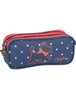 Trousse Chipie 2 Compartiments New Galaxie Bleu Et Rouge 22cm