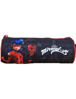 Trousse Scolaire Miraculous Ronde Noire/rouge 23 Cm