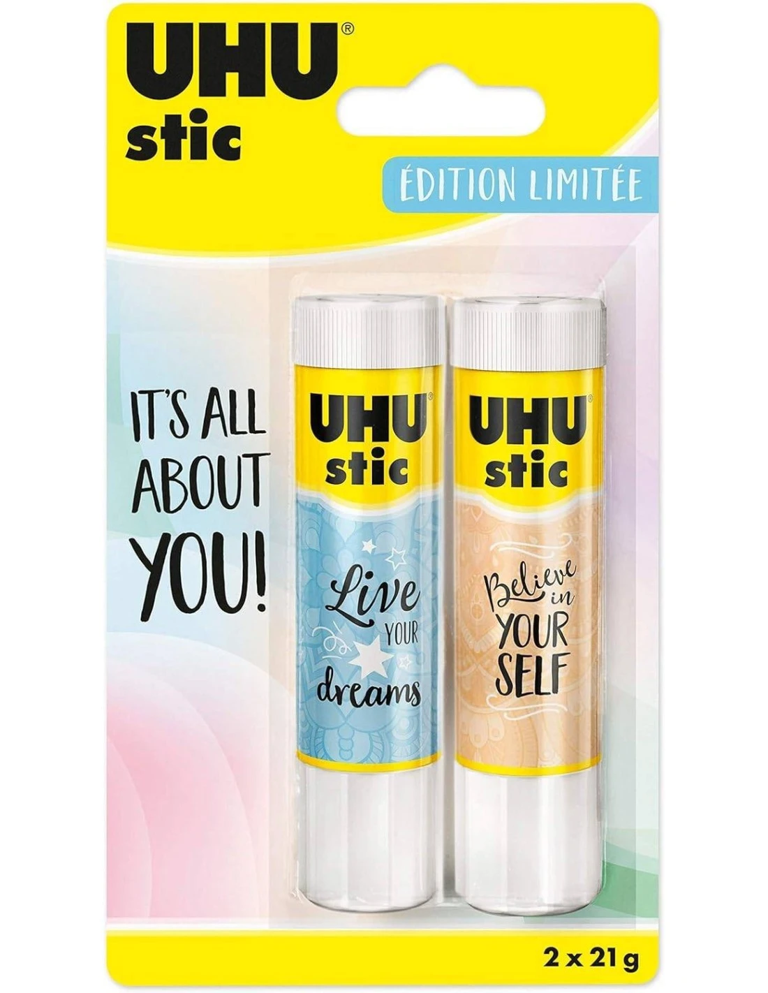 UHU® UHU Stic édition Limitée Pastel Lot 2 Stics De 21g 3 UHU® UHU Stic édition Limitée Pastel Lot 2 Stics De 21g